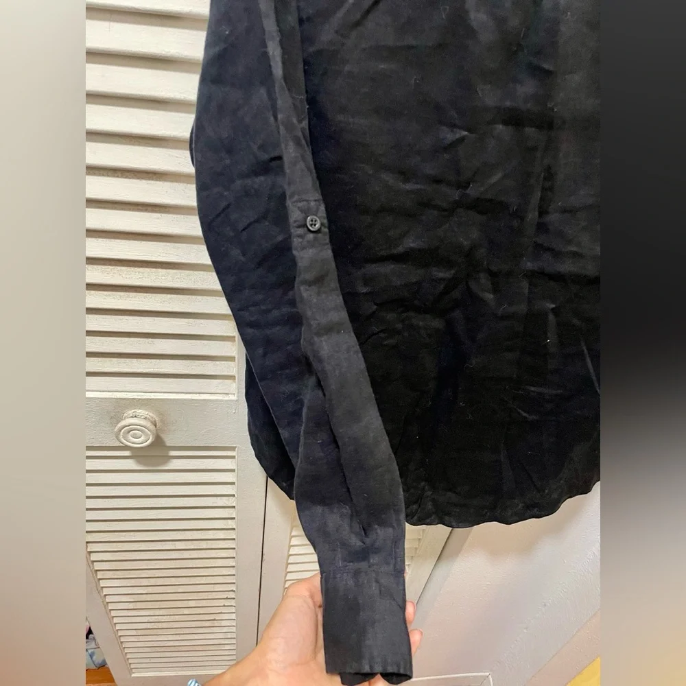 Lauren Ralph Lauren 100% Black Linen Shirt - Picture 4 of 8